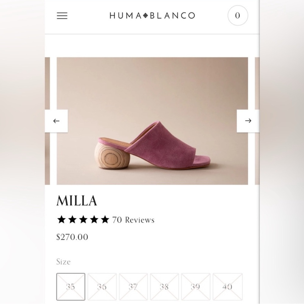 HUMA Blanco Size 37/7 Pink Mules